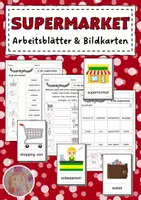 Vorschau - Arbeitsblätter - Vocabulary: In the Supermarket (Wortschatz: Im Supermarkt) - Deckblatt