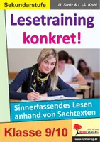 Vorschau - Arbeitsblätter - Lesetraining konkret Klasse 9-10 | Sinnerfassendes Lesen, Sachtexte, Bewerbung, Vertrag, Leserbrief, Zeitungsbericht, Textverständnis | Deutsch Sekundarstufe I Lösungen - Deckblatt