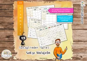 Vorschau - Spiele - Satzglieder Würfelkarte: spielerisch Üben - Deckblatt