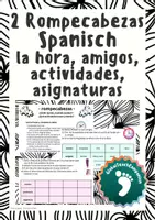 Vorschau - Arbeitsblätter - 2 Rompecabezas - la hora, actividades, asignaturas - Deckblatt