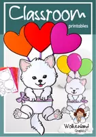 Vorschau - Mal- und Bastelvorlagen - Katze mit Ballons basteln Muttertag Vatertag - Deckblatt