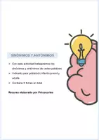 Vista previa - Hojas de trabajo - Trabajamos SINÓNIMOS Y ANTÓNIMOS - Portada