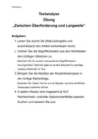 Vorschau - Arbeitsblätter - Textanalyse "Zwischen Überforderung und Langweile" (Matura) - Seite 1