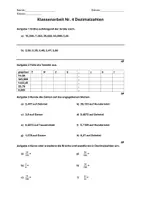 Vorschau - Arbeitsblätter - Klassenarbeit Brüche und Dezimalzahlen - Deckblatt