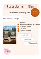 Vorschau - Mal- und Bastelvorlagen - Etiketten für Wunschgläser: Pusteblume im Glas - Deckblatt