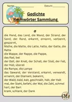 Vorschau - Arbeitsblätter - Gedichte Reimwörter Sammlung - Deckblatt