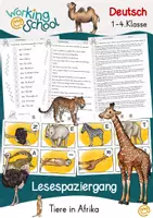 Vorschau - Arbeitsblätter - Lesespaziergang | Tiere in Afrika | differenziert - Deckblatt