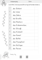 Vorschau - Arbeitsblätter - Lesespaziergang | Tiere in Afrika | differenziert - Seite 1