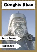 Vorschau - Arbeitsblätter - Genghis Khan Biographie Text + Fragen zum Text - Deckblatt