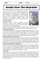 Vorschau - Arbeitsblätter - Genghis Khan Biographie Text + Fragen zum Text - Seite 1