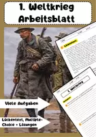 Vorschau - Arbeitsblätter - 1. Weltkrieg Arbeitsblatt - Schlachten und Technologie - Aufgaben + Lösung - Deckblatt