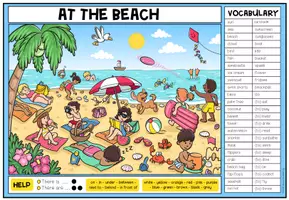 Vorschau - Arbeitsblätter - AT THE BEACH - Wimmelbild + Aufgaben (Englisch 3.-5. Schulstufe) - Seite 3