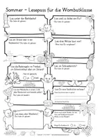 Vorschau - Arbeitsblätter - Wombatklasse Sommerferien Lesepass Klassentier Wombat - Seite 2