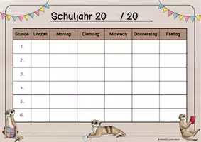 Vorschau - Anderer Materialtyp - Erdmännchenklasse - Stundenplan (editierbar) - Seite 2