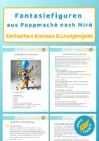 Vorschau - Arbeitsblätter - Kunstunterricht Fantasiefiguren aus Pappmaché nach Miró - Deckblatt
