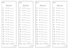 Vorschau - Arbeitsblätter - Blitztest Mathe_Subtraktion_ZR10 - Seite 1