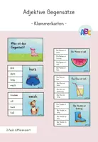 Vorschau - Stationenlernen - Adjektive Gegensätze : Klammerkarten - Deckblatt