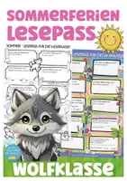 Vorschau - Arbeitsblätter - Wolfklasse Sommerferien Lesepass Klassentier Wolf - Deckblatt