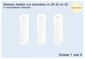 Vorschau - Test - Blitztest_Mathe_AdditionundSubtraktion_ZR20_mit Zehnerübergang - Deckblatt