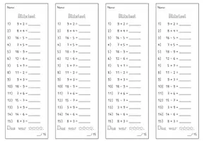 Vorschau - Test - Blitztest_Mathe_AdditionundSubtraktion_ZR20_mit Zehnerübergang - Seite 1