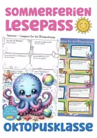 Vorschau - Arbeitsblätter - Krakenklasse Oktopusklasse Sommerferien Lesepass Klassentier Krake - Deckblatt