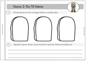 Vorschau - Stundenentwürfe - Die 10 Gebote - Stationenarbeit - Deckblatt