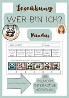Vorschau - Arbeitsblätter - Leseübung "Wer bin ich?" Pandas, auch als interaktive Lese- und Hörübung - Deckblatt