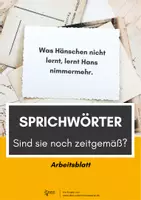 Vorschau - Arbeitsblätter - Sprichwörter - Sind sie noch zeitgemäß? - Deckblatt
