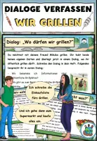 Vorschau - Aufgabenkarten - Dialoge verfassen und führen "Wir grillen" DaZ / DaF / Deutsch - Deckblatt