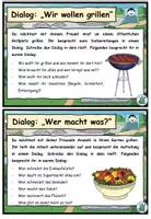 Vorschau - Aufgabenkarten - Dialoge verfassen und führen "Wir grillen" DaZ / DaF / Deutsch - Seite 1
