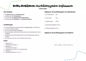 Vorschau - Stundenentwürfe - Redox-Reaktionen: Bestimmung von Oxidationszahlen - Deckblatt