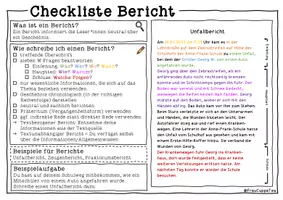 Vorschau - Arbeitsblätter - Berichte schreiben Checkliste, Beispiel, differenziertes Hilfsmaterial - Seite 3
