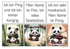 Vorschau - Arbeitsblätter - Leseübung "Wer bin ich?" Pandas, auch als interaktive Lese- und Hörübung - Seite 1