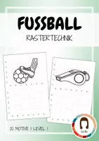 Vorschau - Arbeitsblätter - Rastertechnik Fußball Level 1 - Zeichnen lernen - Deckblatt