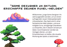 Vorschau - Arbeitsblätter - Game Designer in Aktion: Erschaffe Deinen Pixel-Helden - Deckblatt