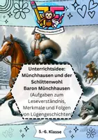 Vorschau - Arbeitsblätter - Münchhausen und der Schlittenwolf – Analyse der Lügengeschichte mit Lösungen📚🐺 - Deckblatt