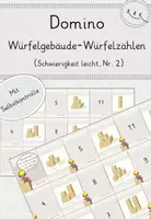 Vorschau - Unterrichtsreihen - Würfelgebäude, Domino zum Würfelzählen, Niveau: Leicht (Nr. 2), mit Selbstkontrolle - Deckblatt