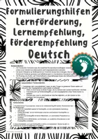 Vorschau - Anderer Materialtyp - Deutsch - Formulierungshilfen für die Lernförderung, Lernempfehlung, Förderempfehlung - Deckblatt