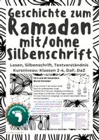 Vorschau - Arbeitsblätter - Geschichte zum Ramadan mit/ohne Silbenschrift, Leseverstehensaufgaben - Deckblatt
