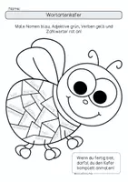 Vorschau - Arbeitsblätter - Wortarten Käfer, Teil 3, Ausmalbilder, Klasse 2 - Seite 1