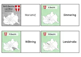 Vorschau - Stationenlernen - Wien - Domino Bezirke erkennen und zuordnen - Seite 1