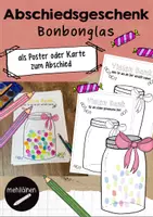 Vorschau - Mal- und Bastelvorlagen - Abschiedsgeschenk Bonbonglas - Fingerabdrücke - Deckblatt