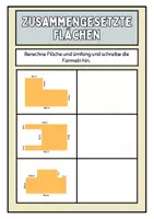 Vorschau - Arbeitsblätter - 1 Arbeitsblatt (4.Kl): Zusammengesetzte Flächen und Umfang berechnen - Seite 1