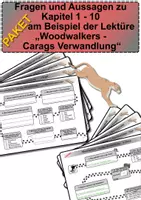 Vorschau - Arbeitsblätter - Paket: Fragen und Aussagen zum Inhalt von Kapitel 1-10 am Beispiel der Lektüre "Woodwalkers - Carags Verwandlung" - Deckblatt