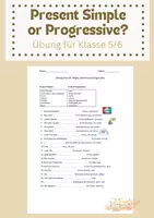 Vorschau - Arbeitsblätter - Übung Present Simple or Progressive - Deckblatt