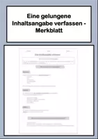 Vorschau - Arbeitsblätter - Inhaltsangabe - Checkliste zum Verfassen einer Inhaltsangabe - Deckblatt