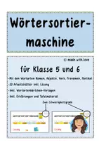 Vorschau - Arbeitsblätter - Wörtersortiermaschine für Klasse 5 und 6 - Deckblatt