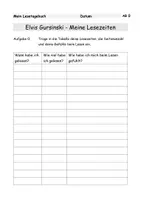 Vorschau - Arbeitsblätter - Lesetagebuch zum Buch Elvis Gursinski (Kirsten Reinhardt) - Seite 1