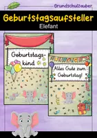 Vorschau - Poster - Geburtstagsaufsteller - Elefant für die Elefantenklasse - Deckblatt