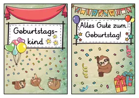 Vorschau - Poster - Geburtstagsaufsteller - Faultier für die Faultierklasse - Seite 1